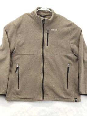 Solaris Fleece Jacket Mens XL Brown Long Sleeve Pockets Mock Neck Full Zip